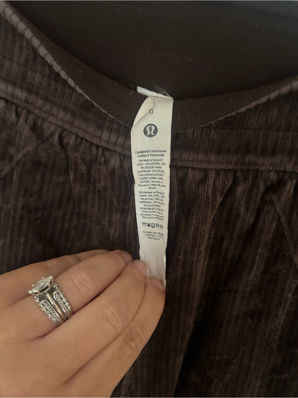 lululemon athletica Brown Velvet Cord Wide-Leg Pants - Picture 3 of 5